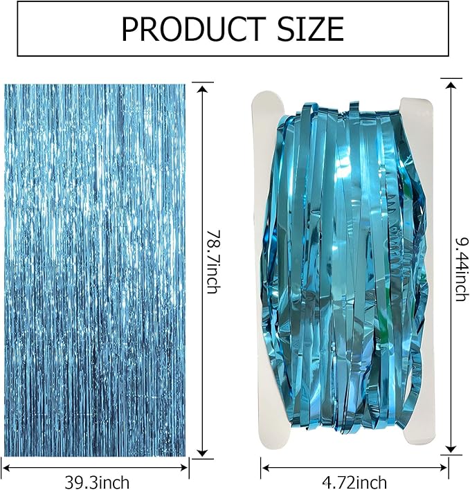 20 Pack Blue Backdrop Curtain Tinsel Streamers Ocean Themed Decor Birthday Party Decorations Foil Fringe Backdrop Graduation Baby Shower Bachelorette Winter Party Decorations Supplies