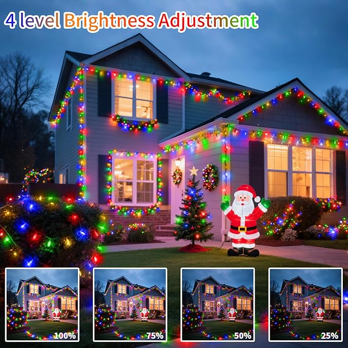 590FT 1500 LED Christmas Lights Twinkle Fairy Lights Outdoor Waterproof Super Long LED String Lights 8 Modes & Timer for Xmas Yard Tree Patio Wedding Holiday Party Decorations(Multicolor)