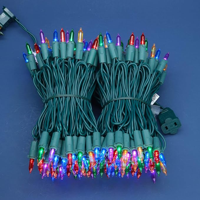 200 Count Multicolor LED Christmas Lights, 66 ft Green Wire UL Certified Commercial Grade Holiday String Light Set (Multicolor)