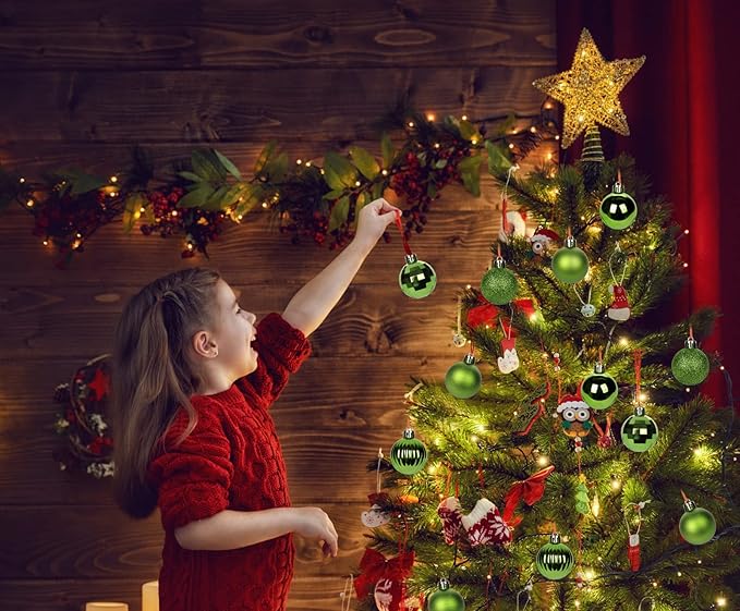 1.57" Green Christmas Ornaments for Christmas Tree 36 Pcs Mini Shatterproof Balls Christmas Tree Decorations Small Xmas Ornaments Balls with Hanging Loop for Wedding Holiday Party Wreath Home Decor