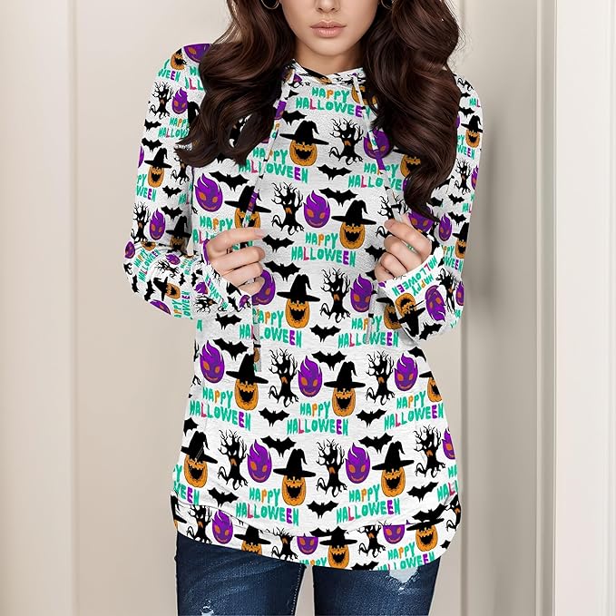 Halloween Womens Pullover Sweatshirts Trendy Drawstring Fall Sweatshirt Halloween Best Gift For Wife And Daughter