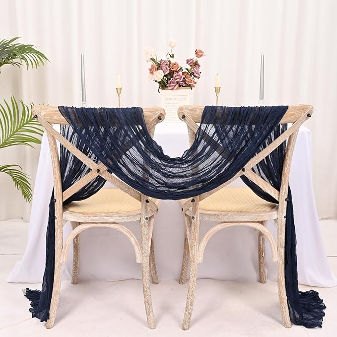 25 Pack Navy Blue Cheesecloth Table Runner 17 x 108 Inch Fall Thanksgiving Boho Rustic Farmhouse Gauze Cheese Cloth Runner for Wedding Party Baby Shower Home Decor Holiday Decorations