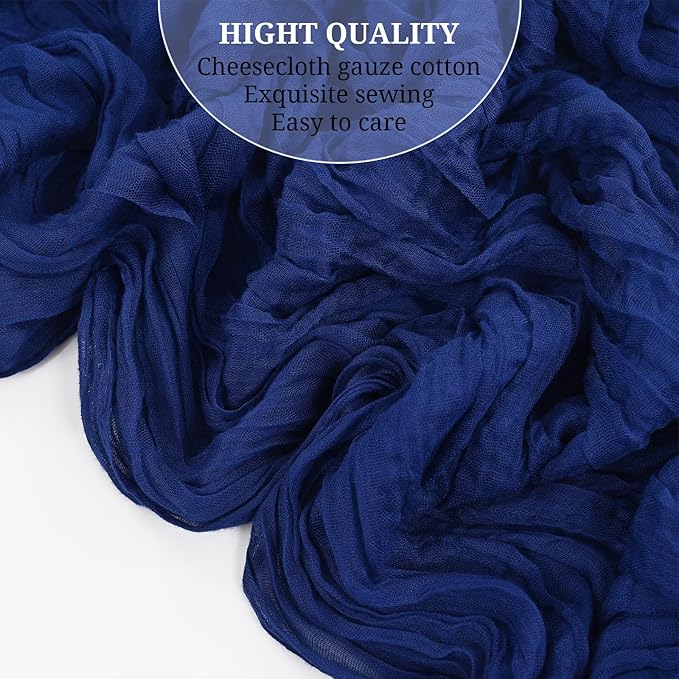 12 Pack Royal Blue Cheesecloth Table Runner,10FT Gauze Boho Long Cheesecloth Table Runner 35x120inch Rustic Table Runners for Wedding Party Bridal Shower Banquet Easter Table Decorations