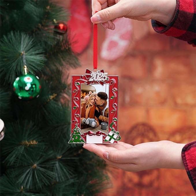 2023 Red Picture Frame Ornament, Mr & Mrs Couples Family Christmas Tree Photo Frame Ornament Decor Romantic Couples Gifts Ideas Table or Xmax Tree Two Ways Using (Red 3)