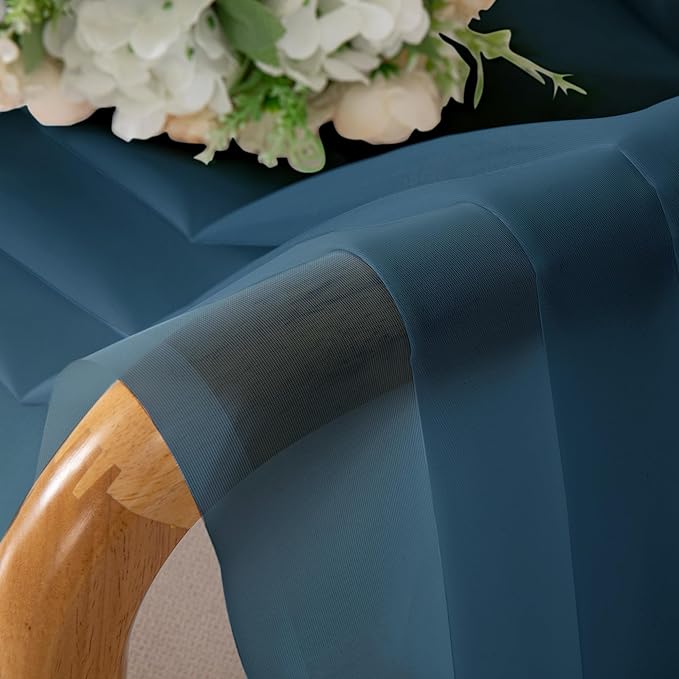 Lecloud Dusty Blue Sheer Curtains 72 Inches Long 2 Panels, Light Filtering Voile Curtain Drapes for Kitchen Bedroom Windows, Dual Rod Pocket Living Room Sheer Curtains, 40 W x 72 L Inches