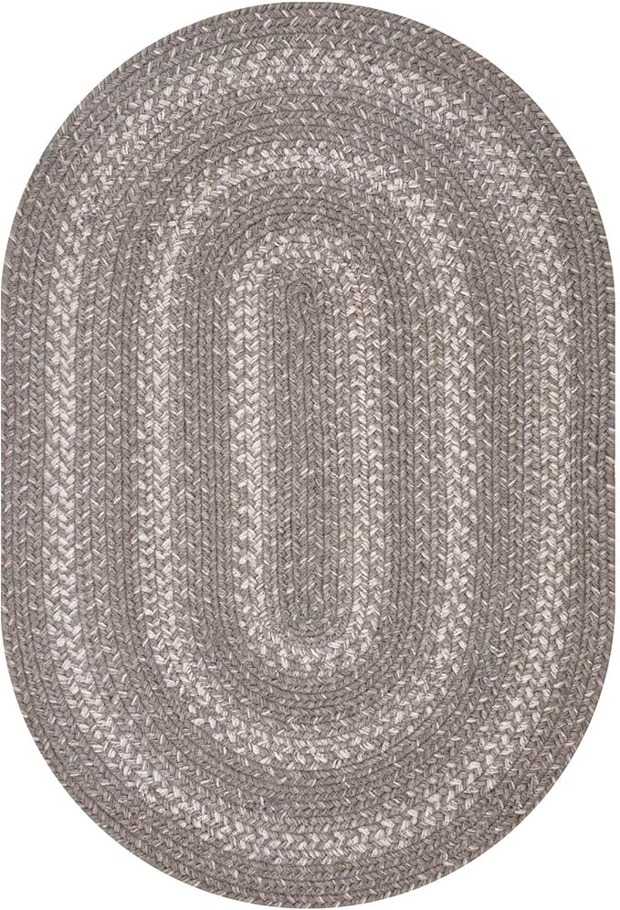 Homespice Grey Cloud Farmhouse Braided Rugs 5x8' - Durable Jute Country Rugs for Living Room and Dining Room