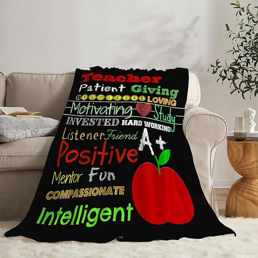 Teacher Blanket Best Teacher Decor Throw Blanket Super Soft Flannel Lightweight Fluffy Plush Cozy Fuzzy Fleece Appreciation Gifts Blanket for Woman Adults Man for Bedding Sofa 50"X60"