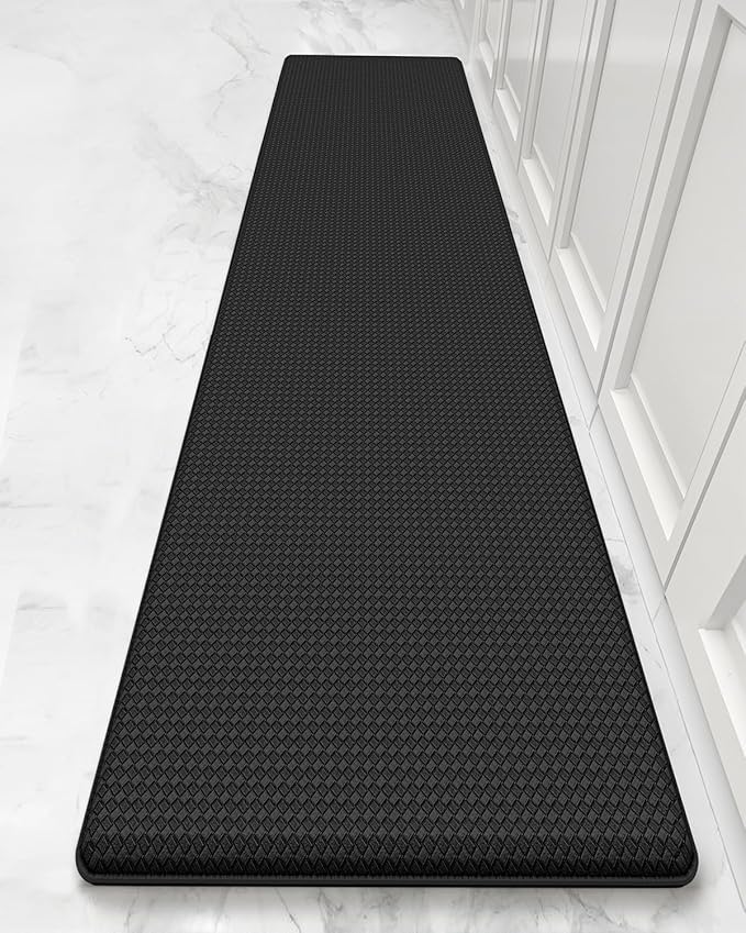 Color&Geometry Anti Fatigue Cushion Kitchen Mat for Floor -17"x59",Easy Clean, Water & Oil Proof, Anti Slip, Foam Rubber Runner Rug for Front Sink Comfort Standing,Black