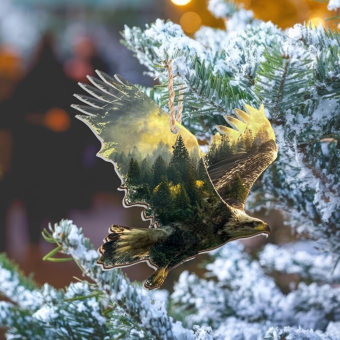 AVERXO Christmas Bald Eagles Gifts for Men Women - 2D Flat (Not 3D) Suncatcher Christmas Ornaments 2025 - Eagle Ornaments for Tree, American Eagle Ornament, Eagle Gifts for Men Women, Birds Lover Gift