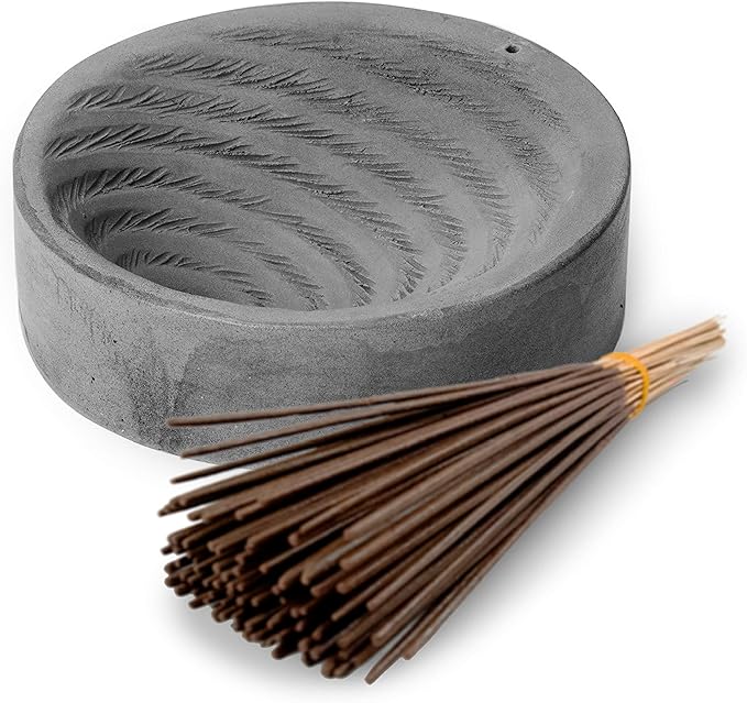 Gray Cement Spiral Incense Holder - Modern Minimalist Upright Standard Size Incense Burner - Incense Sticks Not Included
