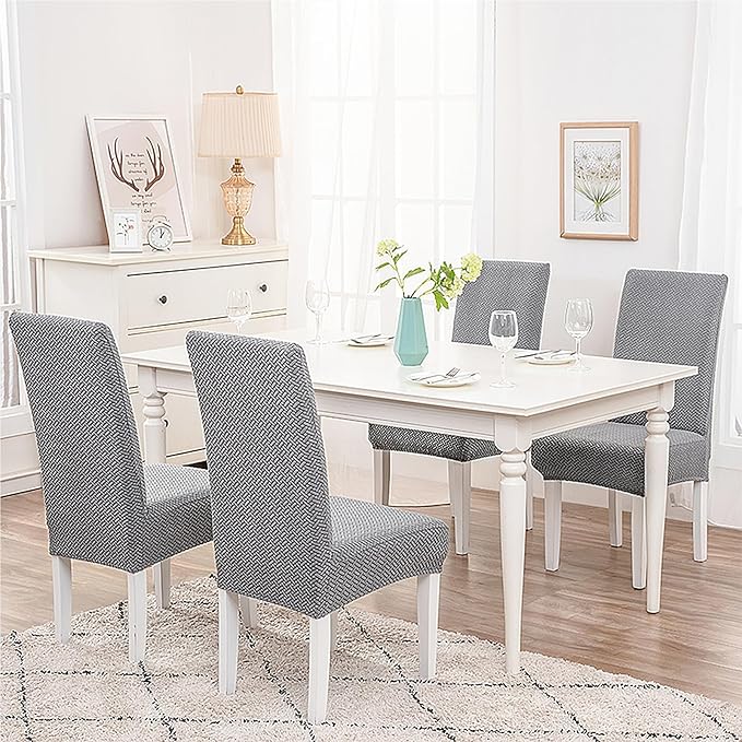 Parsons Dining Chair Cover, Detachable Sofa Chair Cover, Retractable Chair Cover (6, Light Grey)