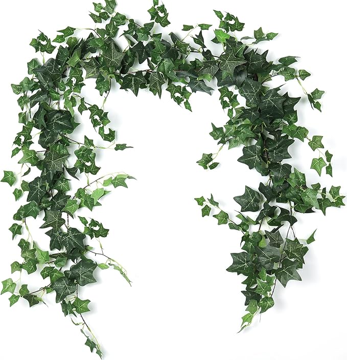 RECUTMS 3 Strands Artificial Ivy Vines 6.3Ft Green Ivy Garland Faux Hanging Plants Greenery Decoration Artificial Vines For Spring Home Decor Indoor Home Wall Wedding Room Valentine's Day Decor(Green)