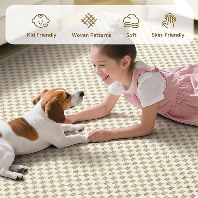 2x5 ft Hallway Runner Rug Boho Woven Washable Long Kitchen Runner Rugs Mat Non Slip, Soft Entryway Laundry Hall Runner Floor Carpet for Indoor Backdoor Bedroom Kitchen Living Room, Beige