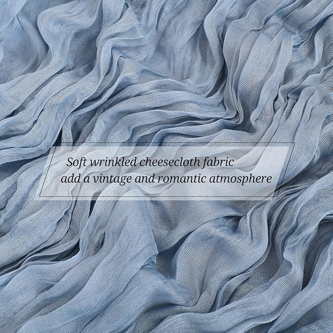 15 Pack Dusty Blue Cheesecloth Table Runner 17 x 108 Inch Fall Thanksgiving Boho Rustic Farmhouse Gauze Cheese Cloth Runner for Wedding Party Baby Shower Home Decor Holiday Decorations