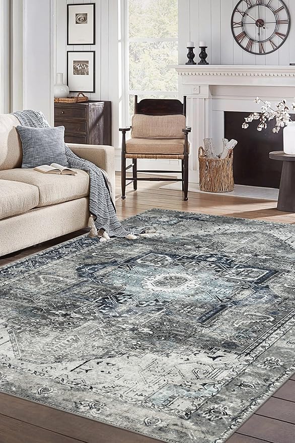 Keen Home Design 3x5 Rug - Machine Washable Entry Rug with Non-Slip Backing, Ideal for Enteryway, Kitchen, Bathroom, Laundry Room - Vintage, Easy Clean, Durable, Low Pile - (3' x 5')