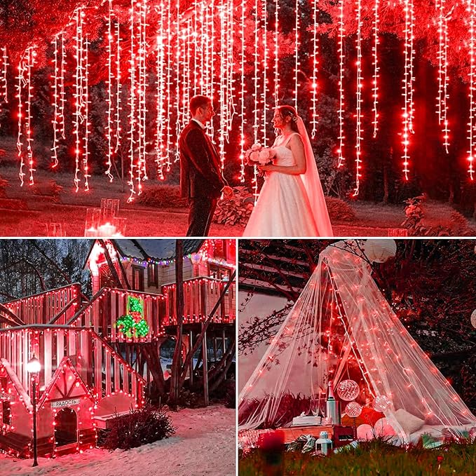 200 LED Red Christmas Lights 66ft String Lights Indoor 8 Modes Clear Wire Connectable Waterproof Plug in Twinkle Fairy Light for Bedroom Indoor Outdoor Christmas Tree Decorations