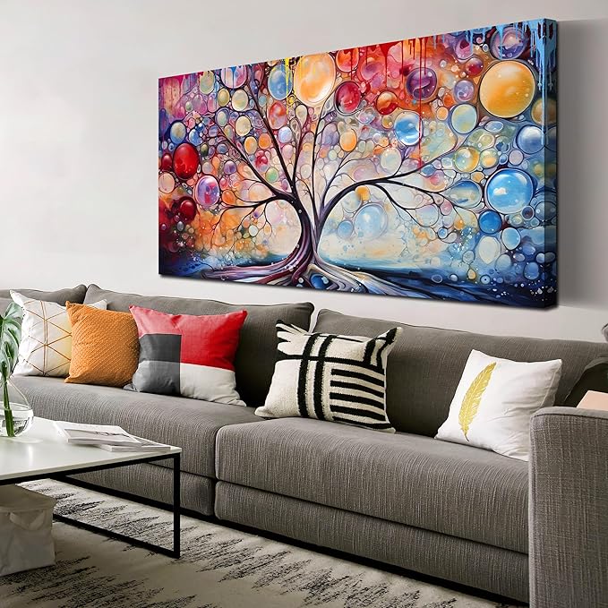 SIXTTART Abstract Canvas Painting Wall Decor - Tree of Life Wall Art Living Room - Large Canvas Art Ready to Hang Size 29" x 59"