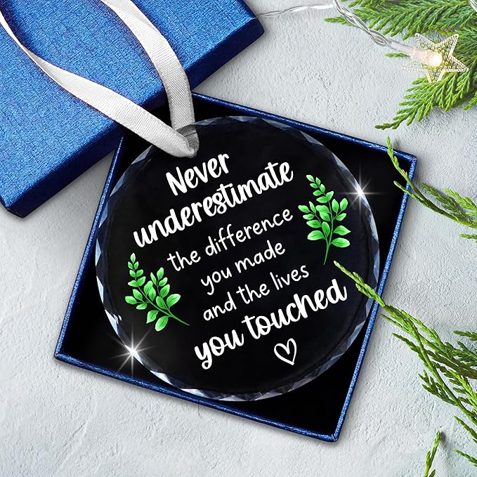 Christmas Thank You Gifts for Women Men - Glass Christmas Ornaments 2025 - Employee Appreciation Gifts for Teacher Coworkers Boss, Farewell Retirement Gift, Stocking Stuffers, Xmas Decorations