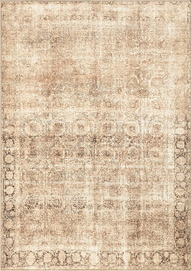 Keen Home Design 4x6 Rug - Machine Washable Area Rug with Non-Slip Backing, Ideal for Living Room, Dining Room, Bedroom - Vintage, Easy Clean, Durable, Low Pile - (4' x 6')