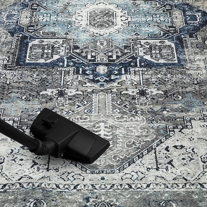 Keen Home Design 6x9 Rug - Machine Washable Area Rug with Non-Slip Backing, Ideal for Living Room, Dining Room, Bedroom - Vintage, Easy Clean, Durable, Low Pile - (6' x 9')