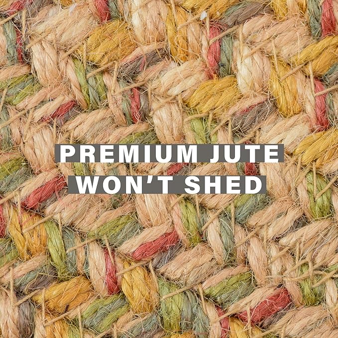 Homespice Harvest Jute Brown Braided 6x9’ Oval Rug for Living Room, Bedroom Rug and Dining Room. Pet Friendly. Decor Styles- Farmhouse Rug, Rustic, Vintage, Cottage, Primitive, Country, Boho Rug