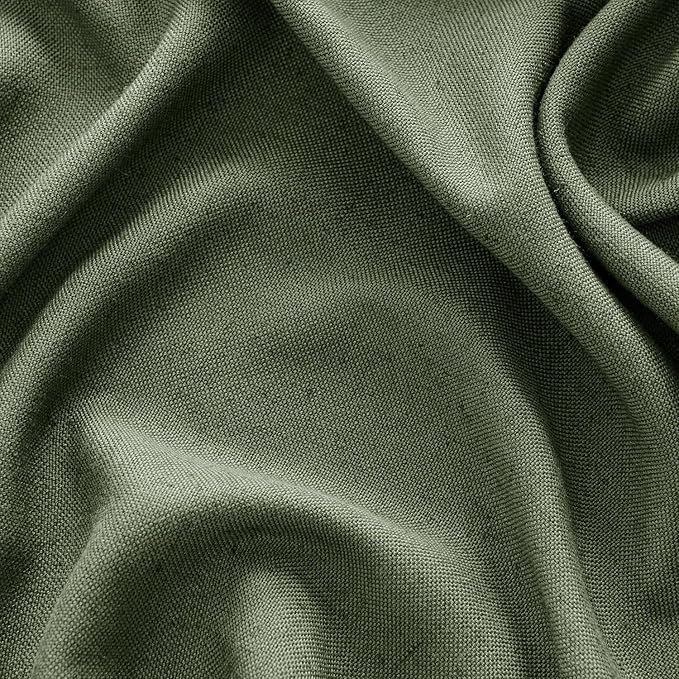 MIULEE Non-See-Through Privacy Linen Curtains 2 Panels, Olive Green Light Filtering Window Curtains Farmhouse Textured Back Tab Semi Sheer Drapes for Bedroom Living Room 84 Inches Long Dark Green