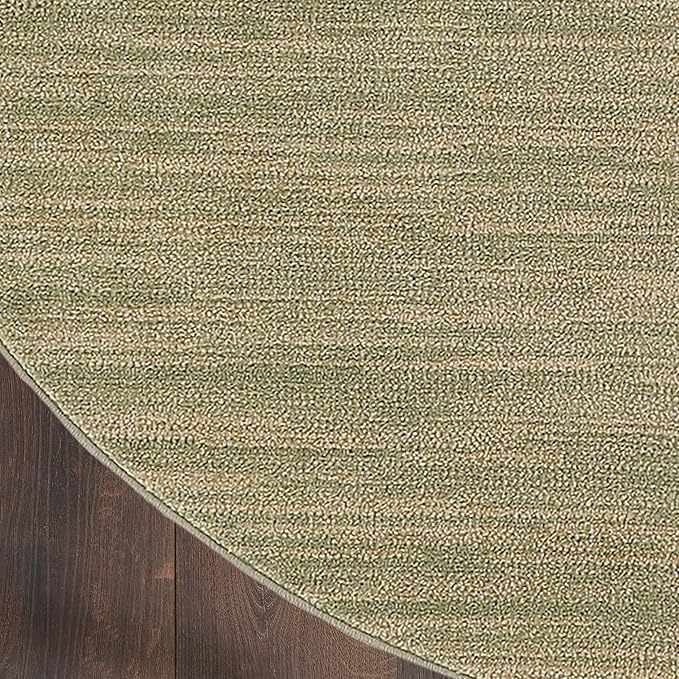 Nourison Home Essentials Indoor/Outdoor Green Gold 6' x Round Area Rug, Easy Cleaning, Non Shedding, Bed Room, Living Room, Dining Room, Backyard, Deck, Patio (6 Round)