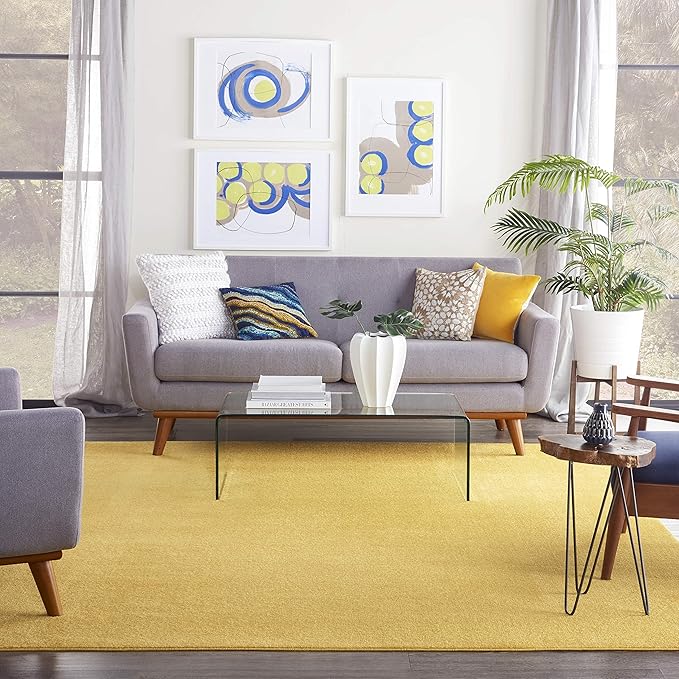 Nourison Essentials Indoor/Outdoor Yellow 8' x 10' Area Rug, Easy Cleaning, Non Shedding, Bed Room, Living Room, Dining Room, Backyard, Deck, Patio (8x10)