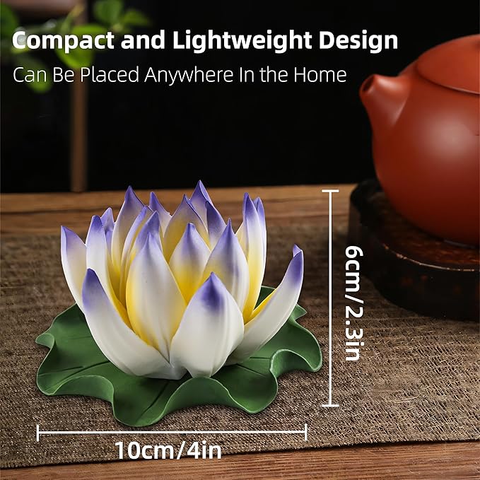Lotus Incense Burner - Incense Burner Holder for Home Incense Holder Decor Incense Holder for Sticks Yoga, SPA (Z7-Blue-Yellow)