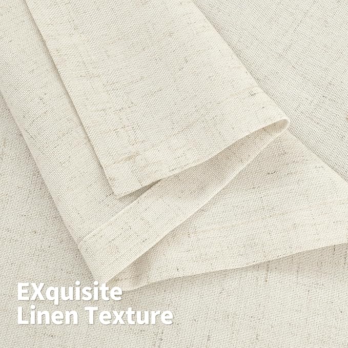 YoungsTex 60 Inch Wide Linen Curtains 84 Inch Length 2 Panels Light Filtering Grommet Living Room Curtains Privacy Rustic Window Drapes for Bedroom Dining Room, 60 X 84 Inch