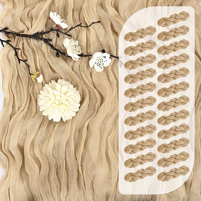 25 Pack Beige Cheesecloth Table Runner 17 x 108 Inch Fall Thanksgiving Boho Rustic Farmhouse Gauze Cheese Cloth Runner for Wedding Party Baby Shower Home Decor Holiday Decorations
