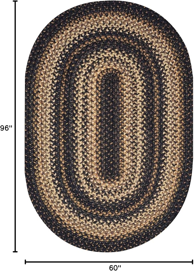 Homespice Kilimanjaro Oval Braided Rugs 5x8' - Primitive Dining Room Rugs for Under Table, Reversible, Durable and Low Maintenance No-Shed Jute