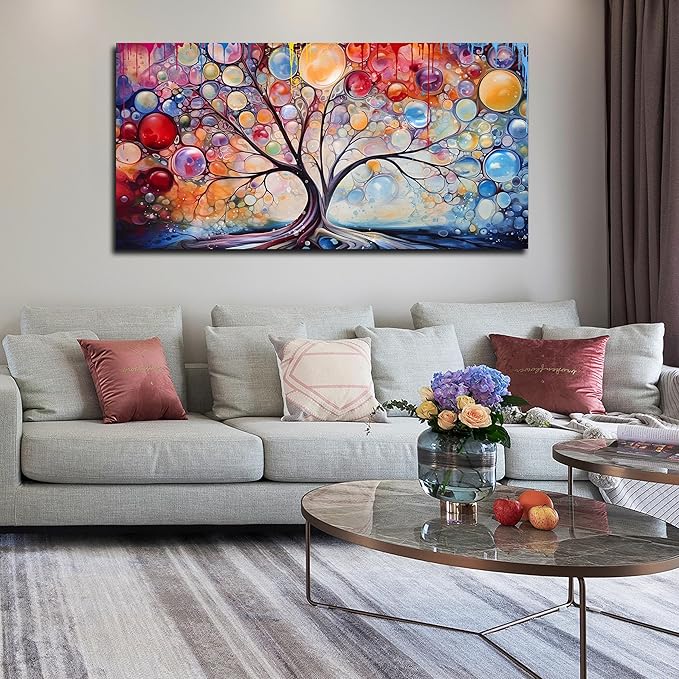 SIXTTART Abstract Canvas Painting Wall Decor - Tree of Life Wall Art Living Room - Large Canvas Art Ready to Hang Size 29" x 59"