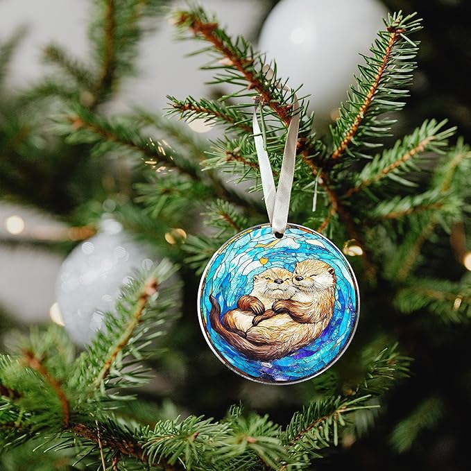 Otter Christmas Ornament - Animal Christmas Ornaments, Otter Ornaments for Tree - Cute Animals Gifts for Women, Men - Acrylic Ornament 2025