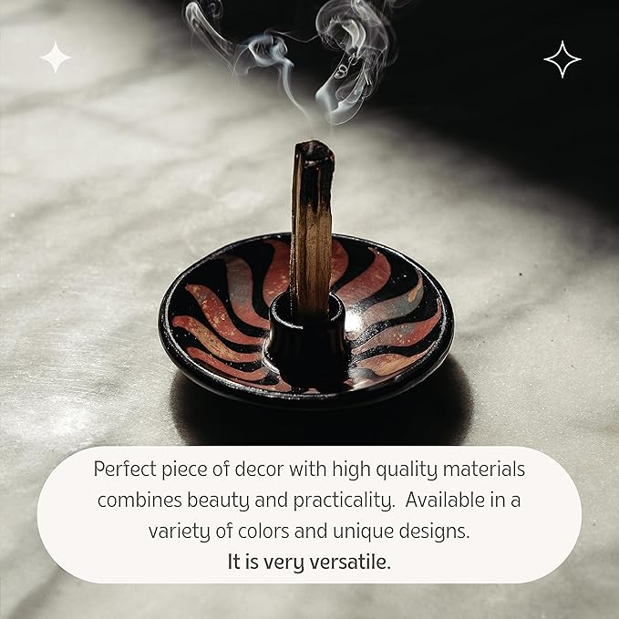Luna Sundara Authentic Peru Pottery Palo Santo Stick Holder and Incense Holder with 5 Palo Santo Sticks Handmade Ceramic Smudge Bowl Sage Holder Red Gift Set