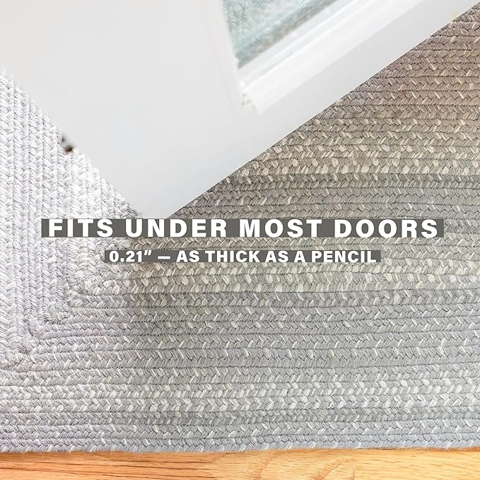 Homespice Grey Cloud Farmhouse Braided Rugs 5x8' - Durable Jute Country Rugs for Living Room and Dining Room