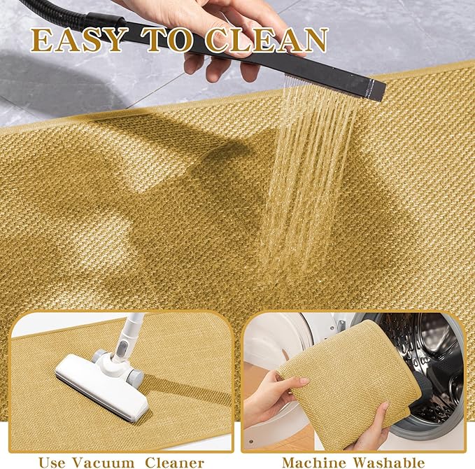 chakme Bathroom Rugs Mat U-Shaped 24x17, Ultra ThinNon Slip Bath Mat Small Quick Dry Absorbent Bath Matfor Bathroom Floor, (Yellow, U-24"x17")