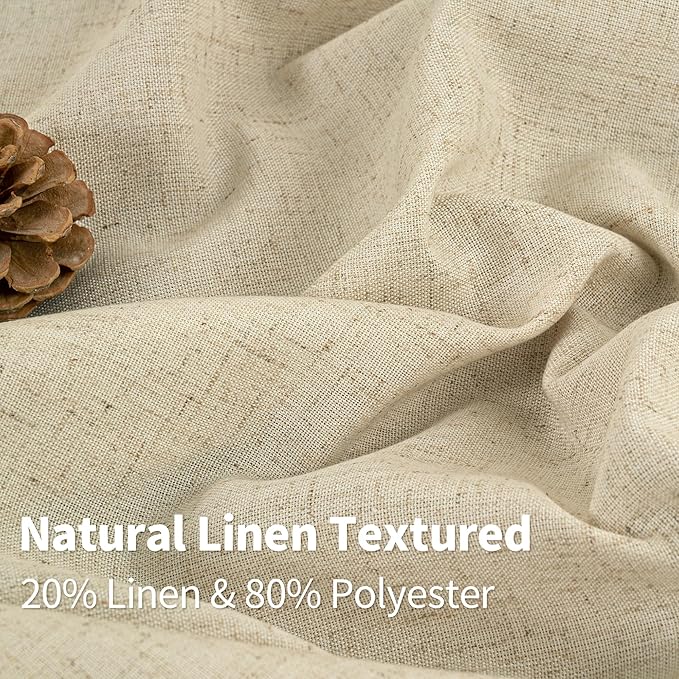 YoungsTex Burlap Linen Curtains 72 Inch Length for Living Room, Tan Semi Sheer Drapes Privacy Light Filtering Window Treatments for Dining Room Bedroom Farmhouse, 2 Panels, 52 X 72 Inch