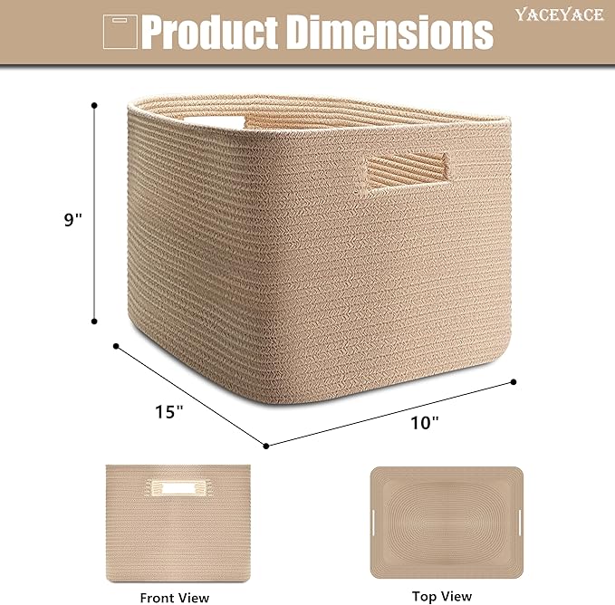 Storage Bins for Shelves, 3 Pack Storage Cubes Bins for Home Organizing, Decorative, Cotton Blend, Foldable Baskets for Bedroom, Livingroom