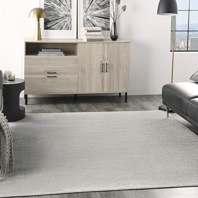 Nourison Home Essentials 5' x Square Silver Gray Fabric Outdoor Area Rug (5' Square)