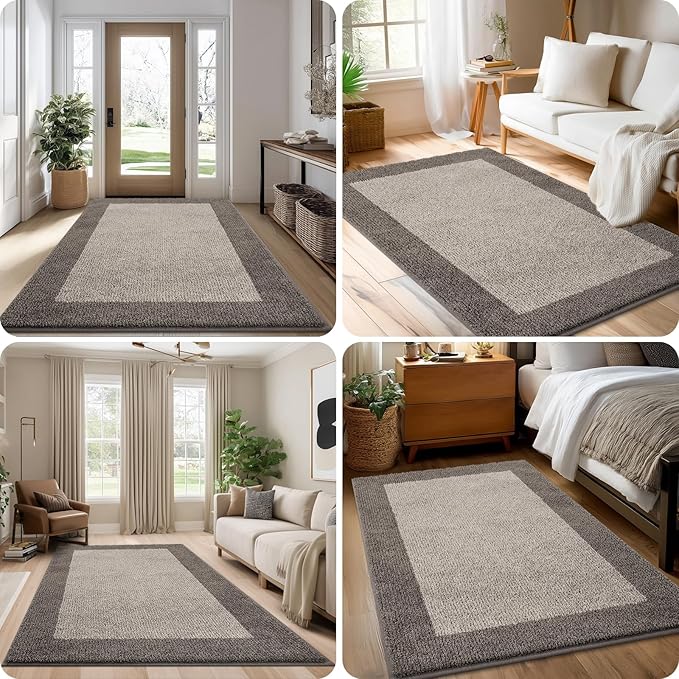 Washable Area Rug 48" x 72", Non Slip Kitchen Rug for Floor, Absorbent Entrance Runner Rug for Bedroom, Living Room, (Roll Packing)