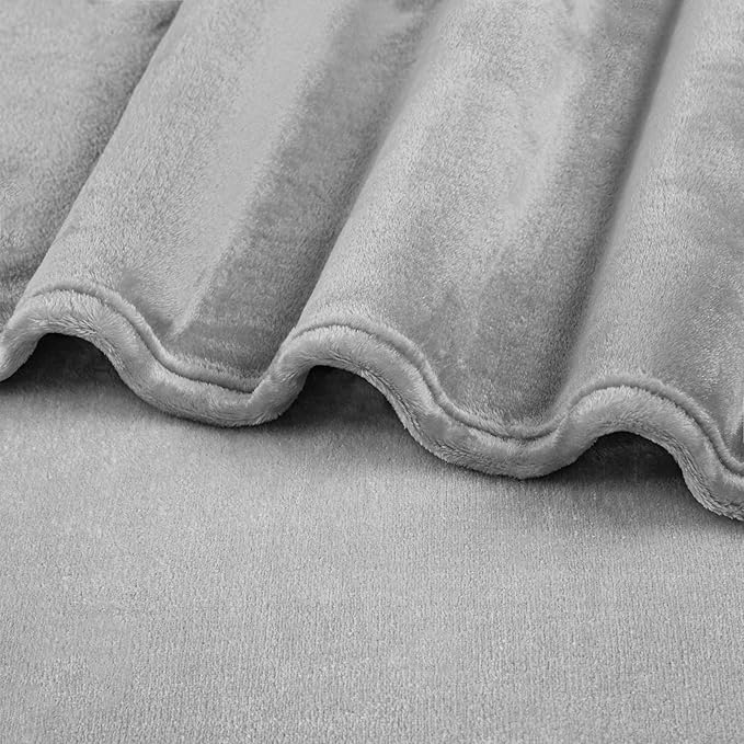 PAVILIA Light Grey Fleece Throw Blanket for Couch Twin Size, Silver Super Soft Fuzzy Flannel Throw for Sofa, Luxury Plush Microfiber Blanket Twin Bed, Home Decorative Velvet Gift Blanket, 60x80