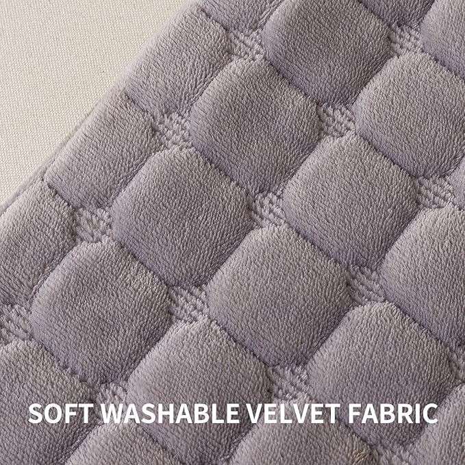 Velvet Throw Pillow Covers(Pack of Two, Light Grey) 18×18 Inch Decorative Pillows Cover Neutral Soft Chenille Couch Pillows with Zipper Aesthetic for Living Room and Bedroom