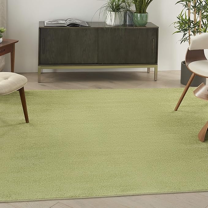 Nourison Essentials Indoor/Outdoor Green 5' x Square Area Rug, Easy Cleaning, Non Shedding, Bed Room, Living Room, Dining Room, Backyard, Deck, Patio (5 Square)