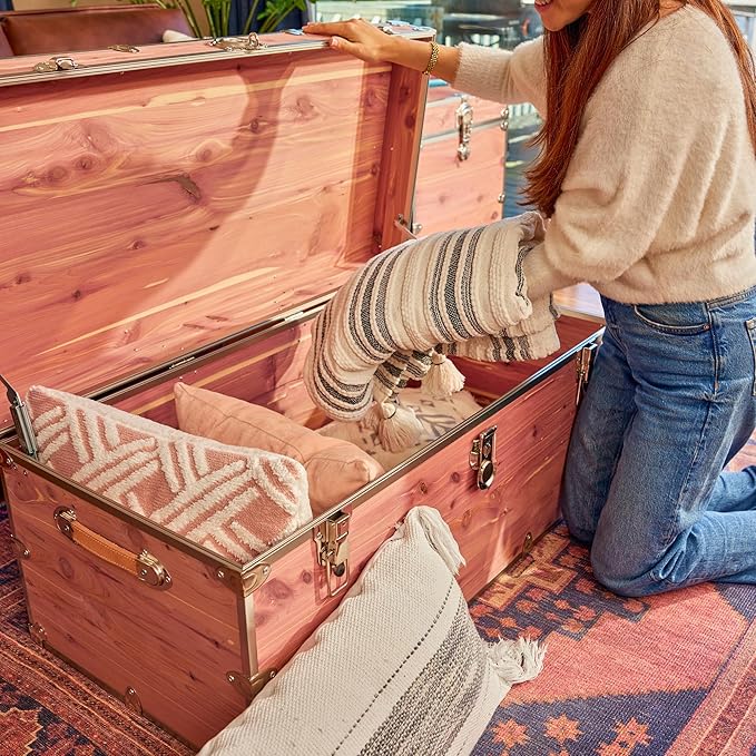 Rhino Trunk & Case Knotty Cedar Chest – XXL Storage Box, Coffee Table, End of Bed Trunk or Entryway Storage Bench – 36"x18"x18" USA-Made, Furniture Grade, Heirloom Aesthetic – Strong and Secure