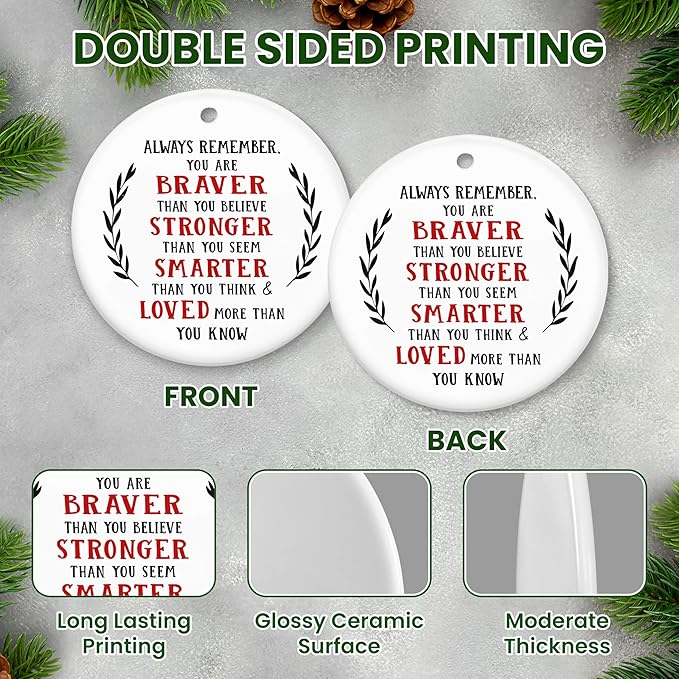 Christmas Inspirational Gifts for Women - Ceramic Christmas Ornaments 2025 for Tree Decorations - Appreciation Gifts for Coworkers Boss Lady Nurse Teachers, Stocking Stuffers for Women Men