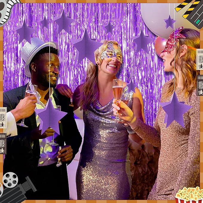 70 Pcs Star Centerpieces Purple Birthday Decorations for Women Girls Men 3D Glitter Star Party Decoration Princess Birthday Table Decor Party Supplies for Graduation Engagement Baby Shower