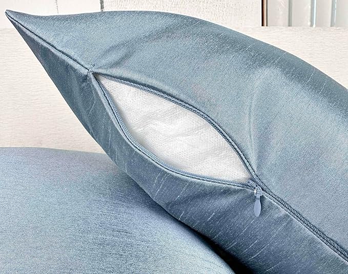 Aiking Home 26x26 Inches Faux Silk Square European Shams, Zipper Closure, Slate (Set of 2)