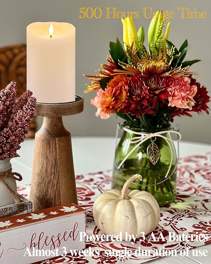 4"x10" Flickering Flameless Candles with Remote Timer, 4" Diameter Extra-Large White Pillar, Wax, 1 Pack Tall LED Battery Operated Candles for Home, Rustic and Farmhouse Decor (H 10")