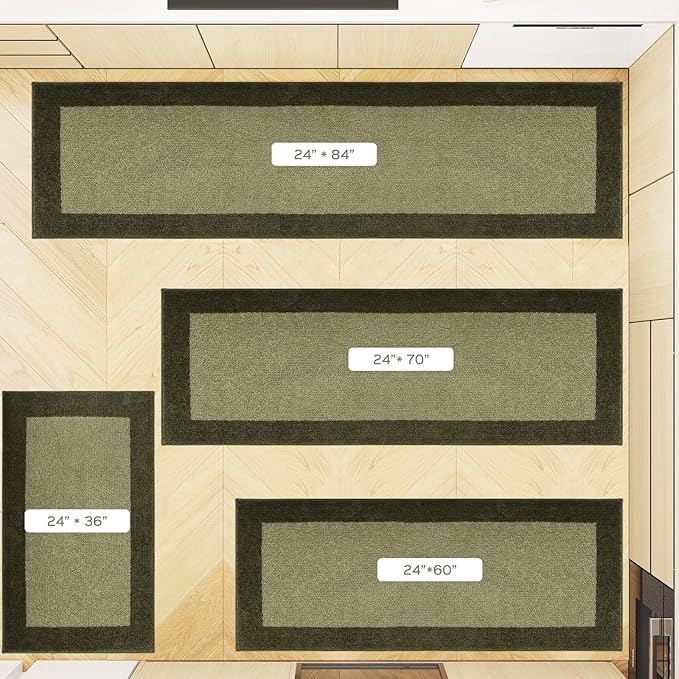 Machine Washable Runner Rug 24" x 84", Non Slip Kitchen Mat for Floor, Absorbent Entryway Rug for Kitchen, Bedroom, Hallway, Bathroom, Door (Roll Packing)